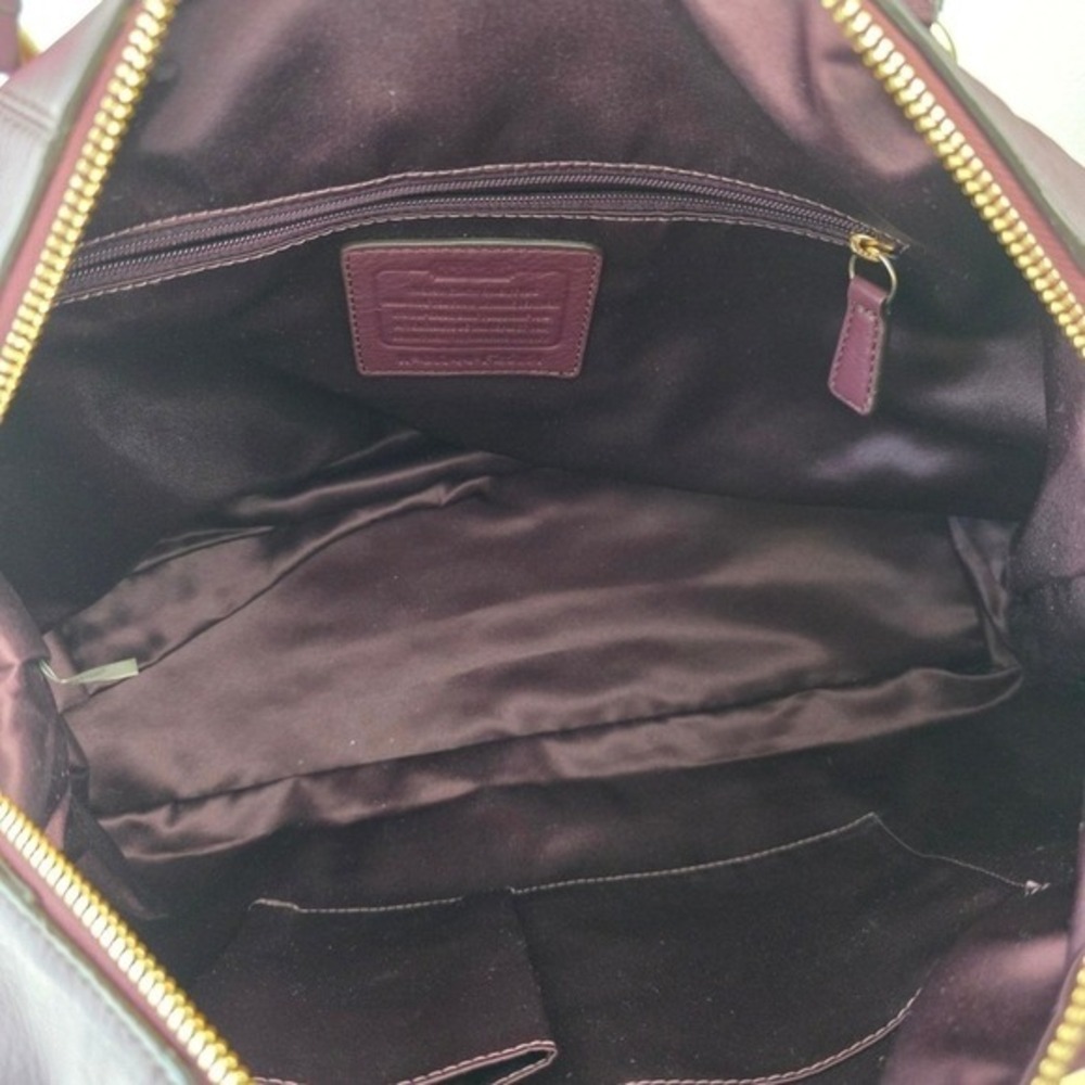 Coach Campbell Domed Satchel Plum Purple Leather‎ Handbag F25151 Gold Hardware - Picture 13 of 15